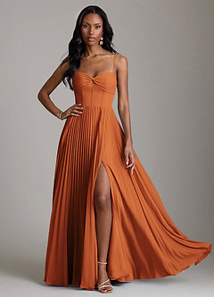 Azazie Akiko Vestidos de madrinha de casamento Vestido Canela de Chiffon de Linha A com Decote Coração image3