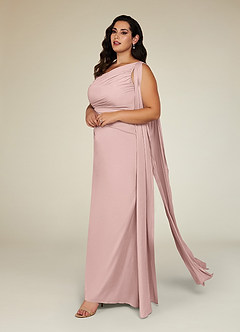 Azazie Franchesca Mother of the Bride Dresses Dusty Rose Mermaid Pleated Stretch Chiffon Dress image9