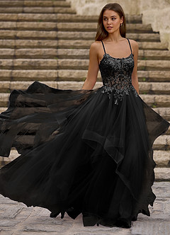 Mosaic Black Ruffle Prom Dress image5