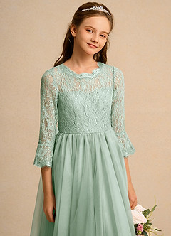 Azazie Lamb Girl Jurken voor bloemenmeisjes Baljurk Jurk van Kant Agave image5