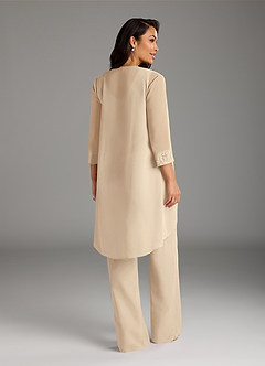 Azazie Maura Vestidos para mãe da noiva Vestir Champanhe de Chiffon de Macacão/terninho com Lantejoulas image4