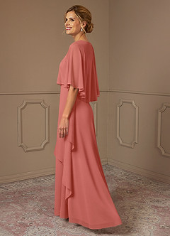 Azazie Bowie vestidos de madre de la novia Vestido de Rosa Salmón de Gasa de Corte en A image3