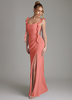 Azazie Jessamine Bridesmaid Dresses Salmon Pink Mermaid Corset Chiffon Dress image6