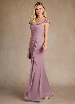 Azazie Belfast Mother of the Bride Dresses Dusty Rose Sheath Lace Mesh Dress image3