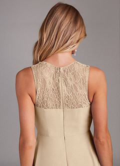 Azazie Vina Bridesmaid Dresses Champagne A-Line Lace Chiffon Dress image7