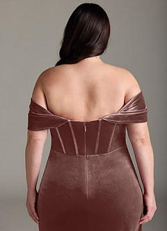 Azazie Jas Bridesmaid Dresses Espresso Sheath Off-The-Shoulder Corset Velvet Convertible Dress image16