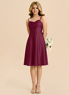 Azazie Bear Junior Mulberry A-Line Sweetheart Neckline Stretch Satin Dress image5