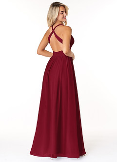 Azazie Ashia Bridesmaid Dresses Burgundy A-Line Pleated Chiffon Dress image2