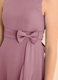 Azazie Lilenne Junior Vintage Mauve A-Line Bow Chiffon Dress image6