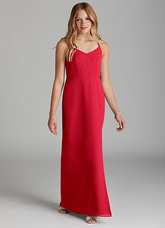Azazie Becca Junior Scarlet Mermaid Chiffon Dress image5