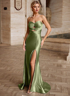 Aelina Menthe Verte Robe de bal en satin à corset découpé image7