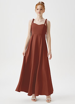 Azazie Rosey Junior Auburn A-Line Sweetheart Neckline Stretch Satin Dress image4