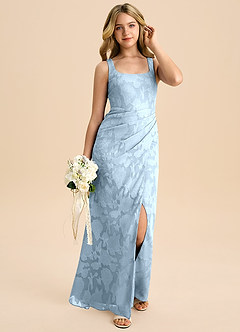 Azazie Mero Junior Robe Fourreau en Blumen-Burnout Plissée Bleu Ciel image6