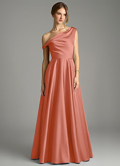 Azazie Xanthe Final Sale Sky Blue A-Line Off the Shoulder Stretch Satin Dress image3