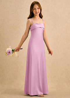 Azazie Mirabella Girls Formal Flower Girl Dresses Candy Pink Sheath Sweetheart Neckline Stretch Satin Dress image4