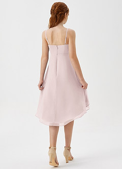 Azazie Mariam Junior Blushing Pink A-Line Pleated Chiffon Dress image6