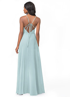 Azazie Everleigh Abiti da Damigella Abito A-Line in Chiffon con Scollo a Cuore a Pieghe Nebbia image2
