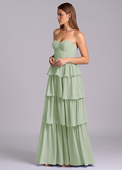 Azazie Faye Abiti da Damigella Abito A-Line in Chiffon Scollo a Cuore Verde Salvia image5