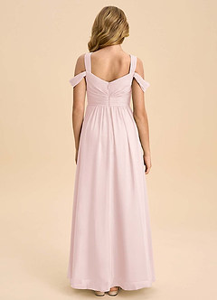Azazie Lianne Junior Blushing Pink A-Line Off the Shoulder Chiffon Dress image7