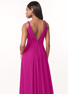 Azazie Maren Bridesmaid Dresses Fuchsia A-Line Pleated Chiffon Dress image5