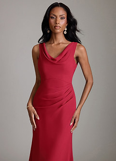 Azazie Linelle Bridesmaid Dresses Scarlet Mermaid Pleated Chiffon Dress image3