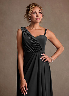 Azazie Aphra Klänningar till brudens mor Klä Tubklänning i sammet Ena axeln Svart image4