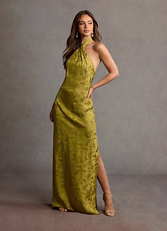 Hayden Mustard Halter Neck Maxi Dress Ready to Ship | Azazie DE Hayden Mustard Halter Neck Maxi Dress Ready to Ship | Azazie DE