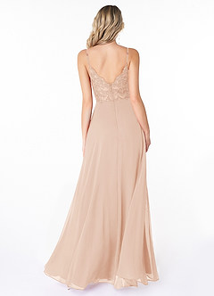 Azazie Lena Bridesmaid Dresses English Rose A-Line Lace Chiffon Dress image3