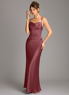 Azazie Reverie Bridesmaid Dresses Desert Rose Mermaid Corset Stretch Satin Dress image1