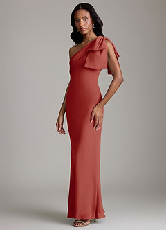 Azazie Yuanna Bridesmaid Dresses Terracotta Mermaid One Shoulder Chiffon Dress image5