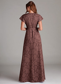 Azazie Ling Robes de demoiselle d'honneur Robe Trapèze en Blumen-Burnout Plissée Expresso image6