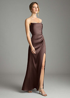 Azazie Leonis Bridesmaid Dresses Ganache Mermaid Pleated Stretch Satin Convertible Dress image6