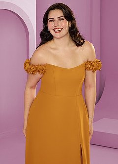 Barbie ♥ Azazie Bridesmaid Dresses Butterscotch A-Line Off the Shoulder Chiffon Convertible Dress image16
