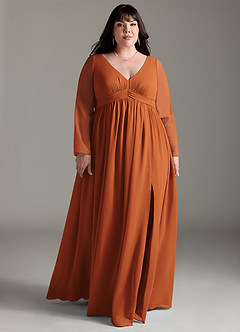 Azazie Teton Abiti da damigella d'onore premaman Abito A-Line Manica Lunga Chiffon Floor-Length image9
