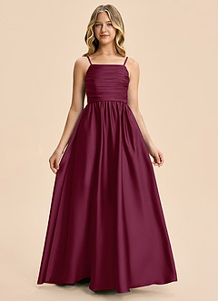 Azazie Kai Junior Mulberry A-Line Pleated Stretch Satin Dress image5