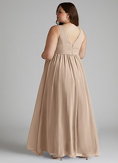Azazie Yetta Vestidos de dama de honra para maternidade Vestido Linha A Plissado Comprimento do chão Chiffon image11