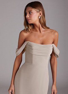 Azazie Saige Bridesmaid Dresses Frost A-Line Off the Shoulder Chiffon Convertible Dress image5
