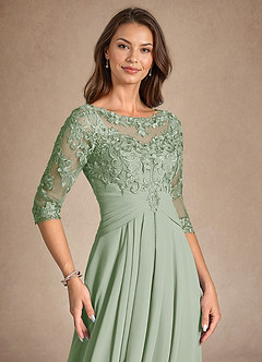 Azazie Marietta Mother of the Bride Dresses Dusty Sage A-Line Lace Dress image7