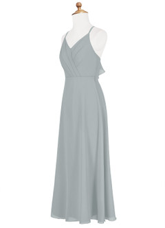 Azazie Paisley A-Line Ruched Chiffon Floor-Length Junior Bridesmaid Dress image8
