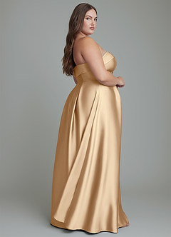 Azazie Lucienne Jurken voor bruidsmeisjes Converteerbaar Jurk van Stretch Satijn met A-lijn Strapless Champagne image15
