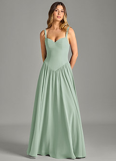 Azazie Evadina Suknie dla druhen Linia A Gorset Szyfon Do ziemi Sukienka image5