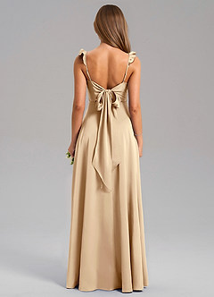 Azazie Everett Bridesmaid Dresses Champagne A-Line Stretch Satin Dress image2