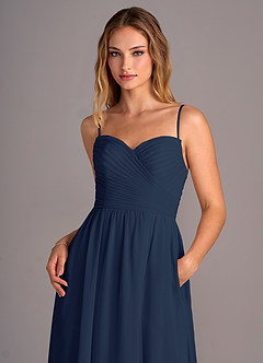 Azazie Joni Bridesmaid Dresses Dark Navy A-Line Strapless Chiffon Convertible Dress image2
