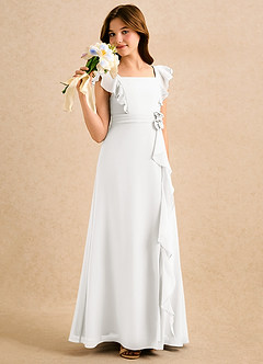 Azazie Soso Girls Formal Sukienki dla dziewczynek sypiących kwiaty Linia A Pofałdowany Szyfon Długość podłogi Sukienka image4