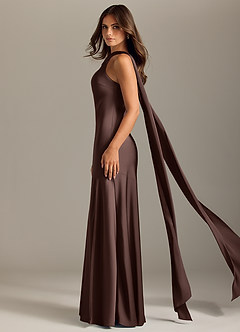 Azazie Kinsley Bridesmaid Dresses Ganache Mermaid Side Slit Stretch Satin Dress image4