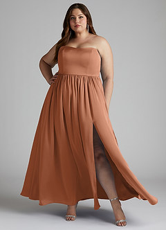 Azazie Morana Bridesmaid Dresses Bronzer A-Line Off the Shoulder Stretch Satin Convertible Dress image11