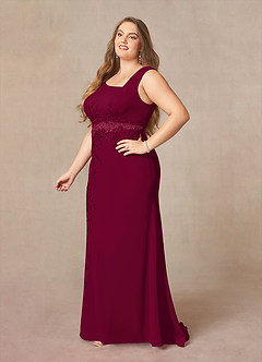 Azazie Juliane Mother of the Bride Dresses Burgundy Mermaid Sequins Lace Dress image8