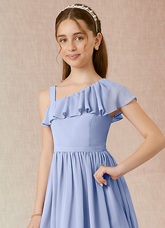 Azazie Mango Junior Robe Trapèze en Mousseline de soie Rayé Eis image4