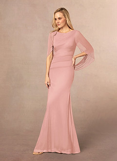 Azazie Belladonna Mère de la mariée Robes Robe Sirène en Maille Pliée à l'encolure Rosette image3