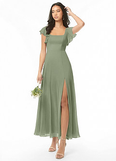 Azazie Bondi Bridesmaid Dresses Pistachio A-Line Ruched Chiffon Dress image1